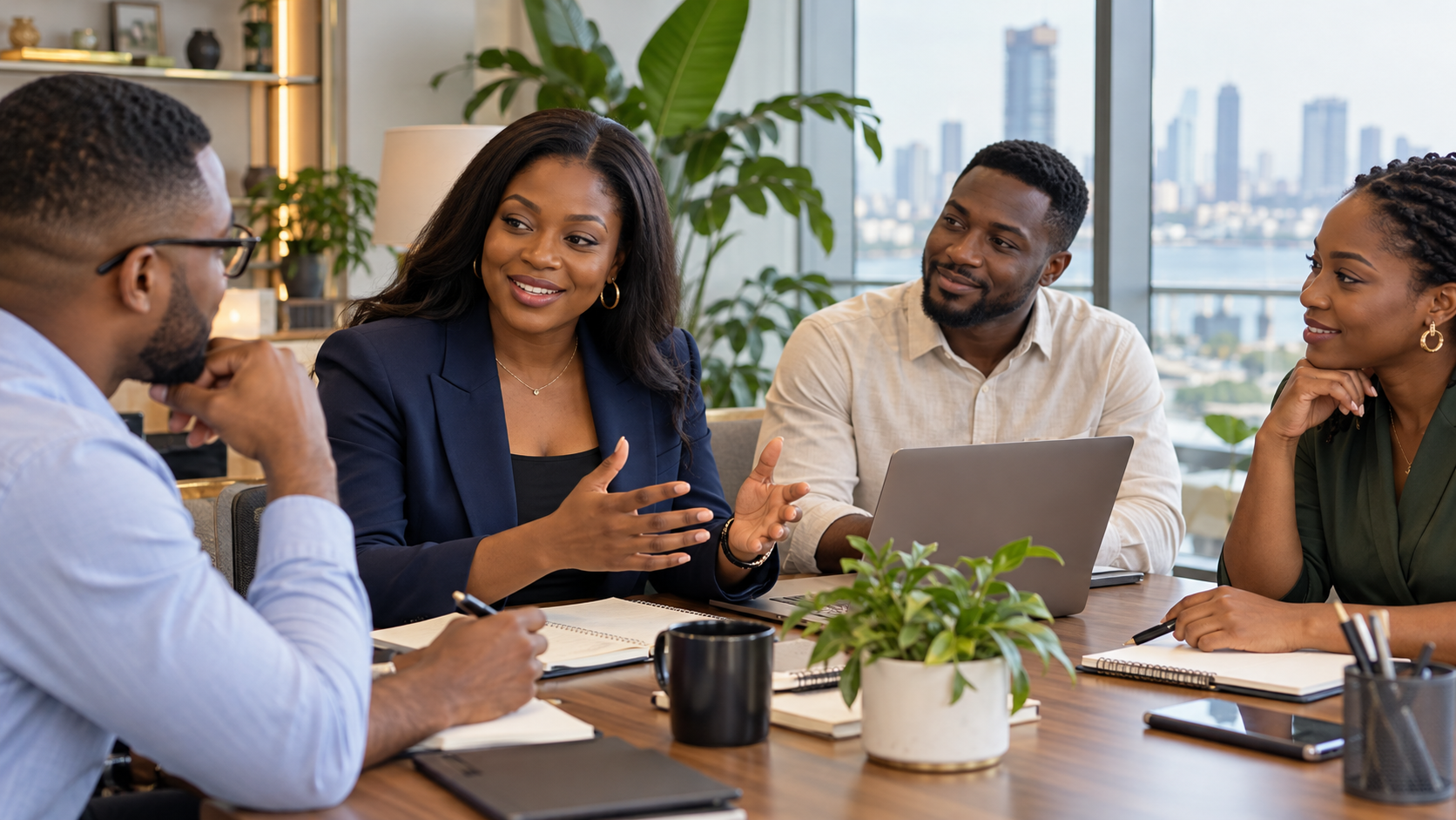 Illustrative image of professionals collaborating in a skills development discussion